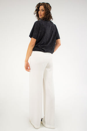 High Waisted Wide Leg Pants - White