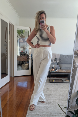 High Waisted Wide Leg Pants - White