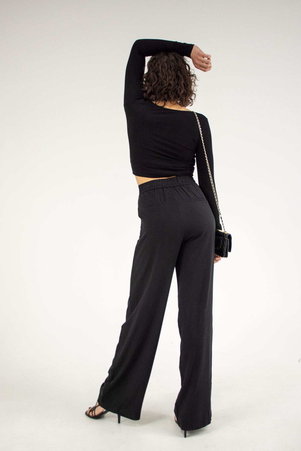 High Waisted Wide Leg Pants - Black - HEIGHT-OF-FASHION