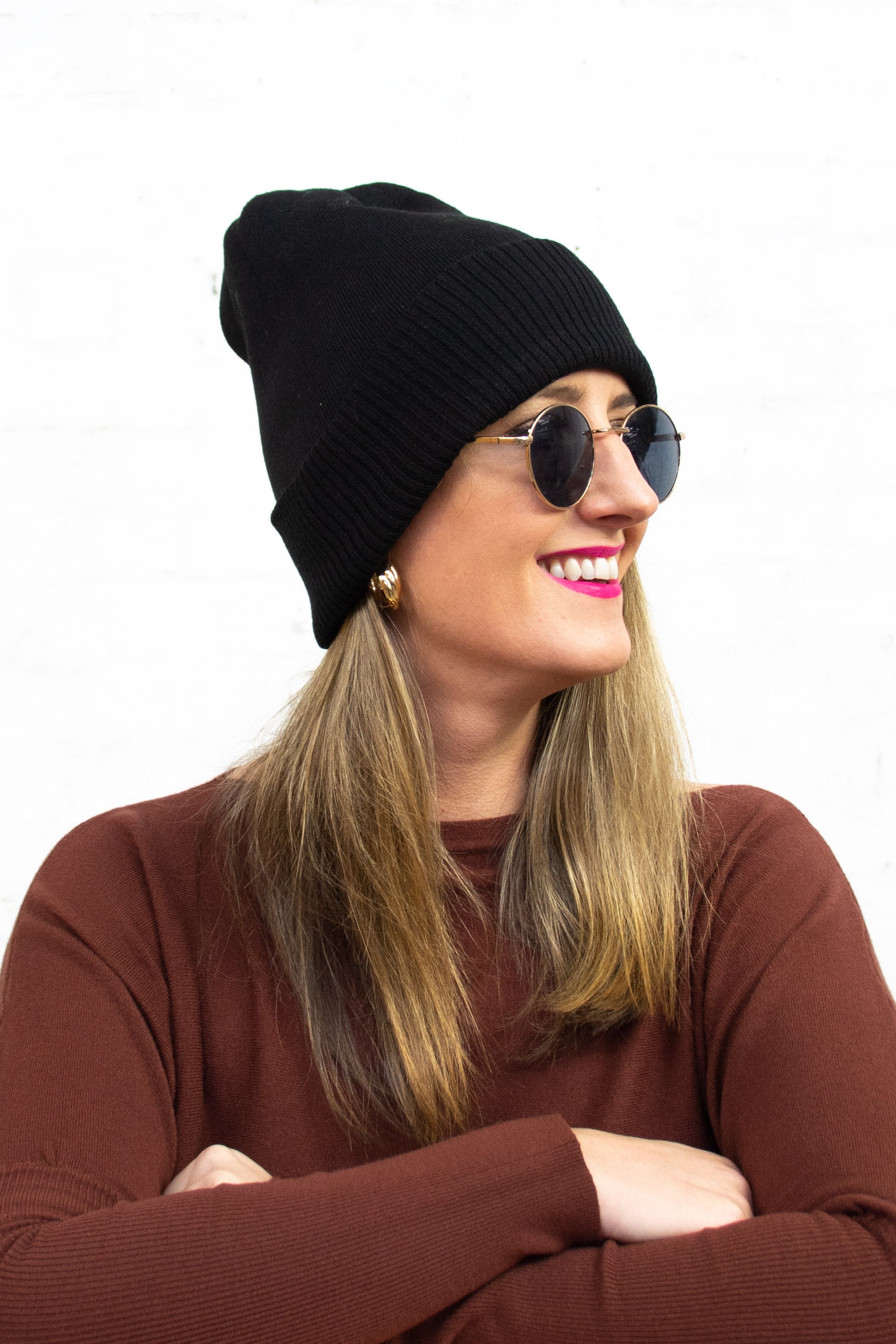 Black Skinny Ribbed Beanie