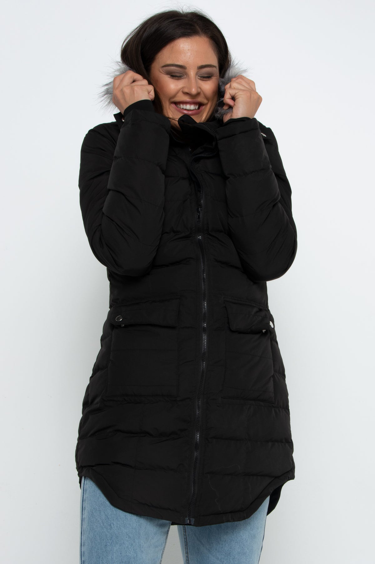 Tall Womens Quilted Black Bomber Jacket | Height-Of-Fashion - HEIGHT-OF ...