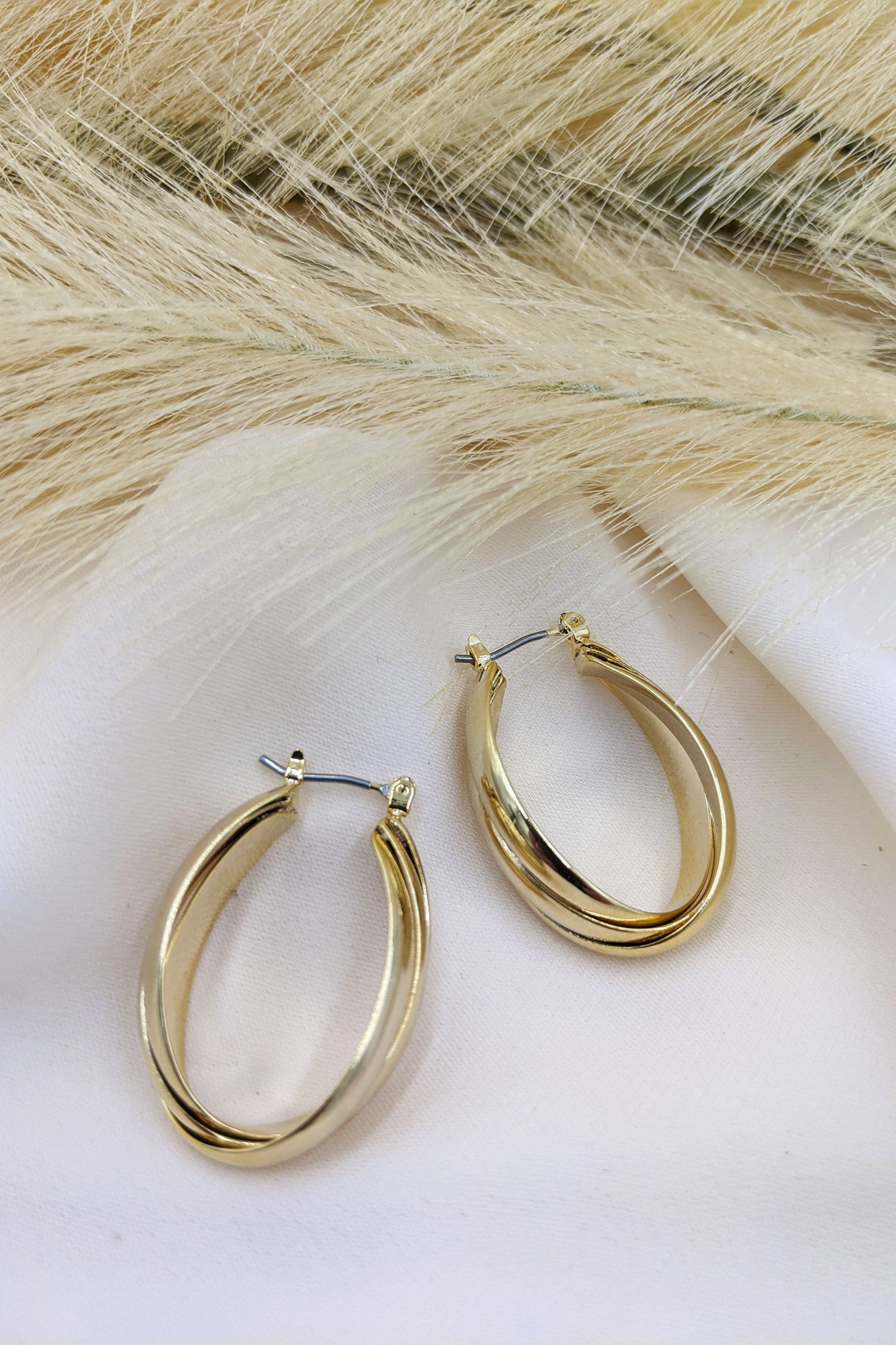 Gold Curved Hoop Earrings