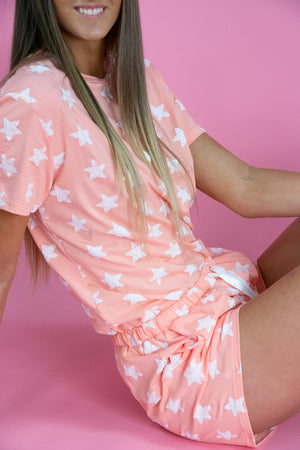 Pink Star PJ Set - T-shirt & Shorts