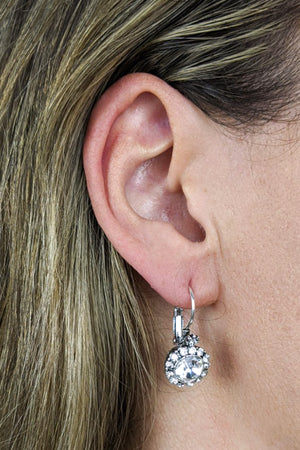 Silver Diamond Drop Earrings