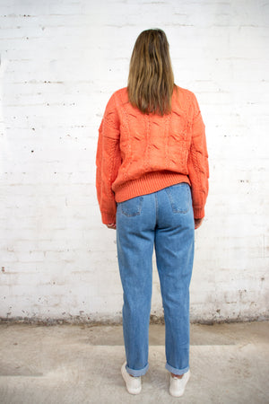Coral Cable Knit Jumper