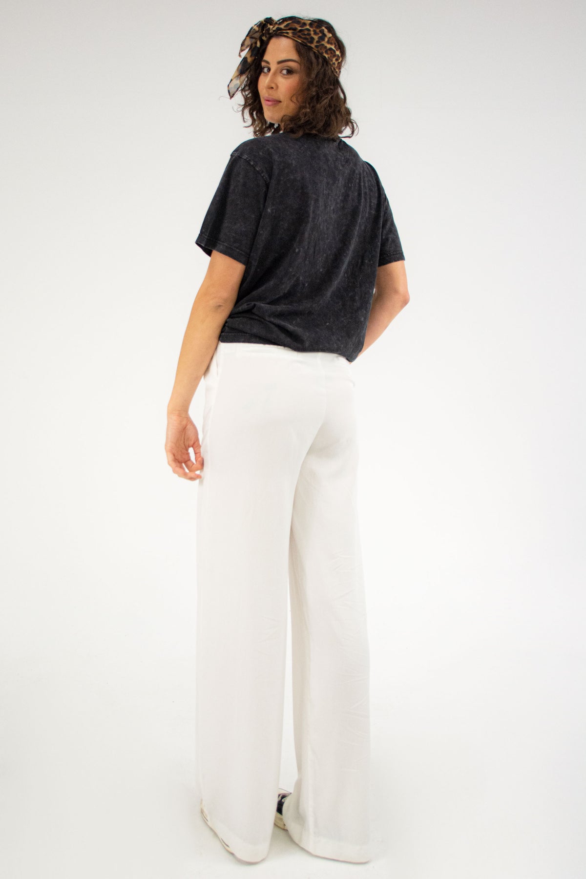 High Waisted Wide Leg Pants - White