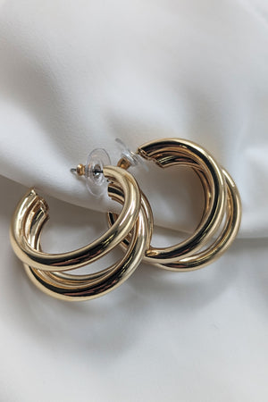 3 row curved hooped earrings