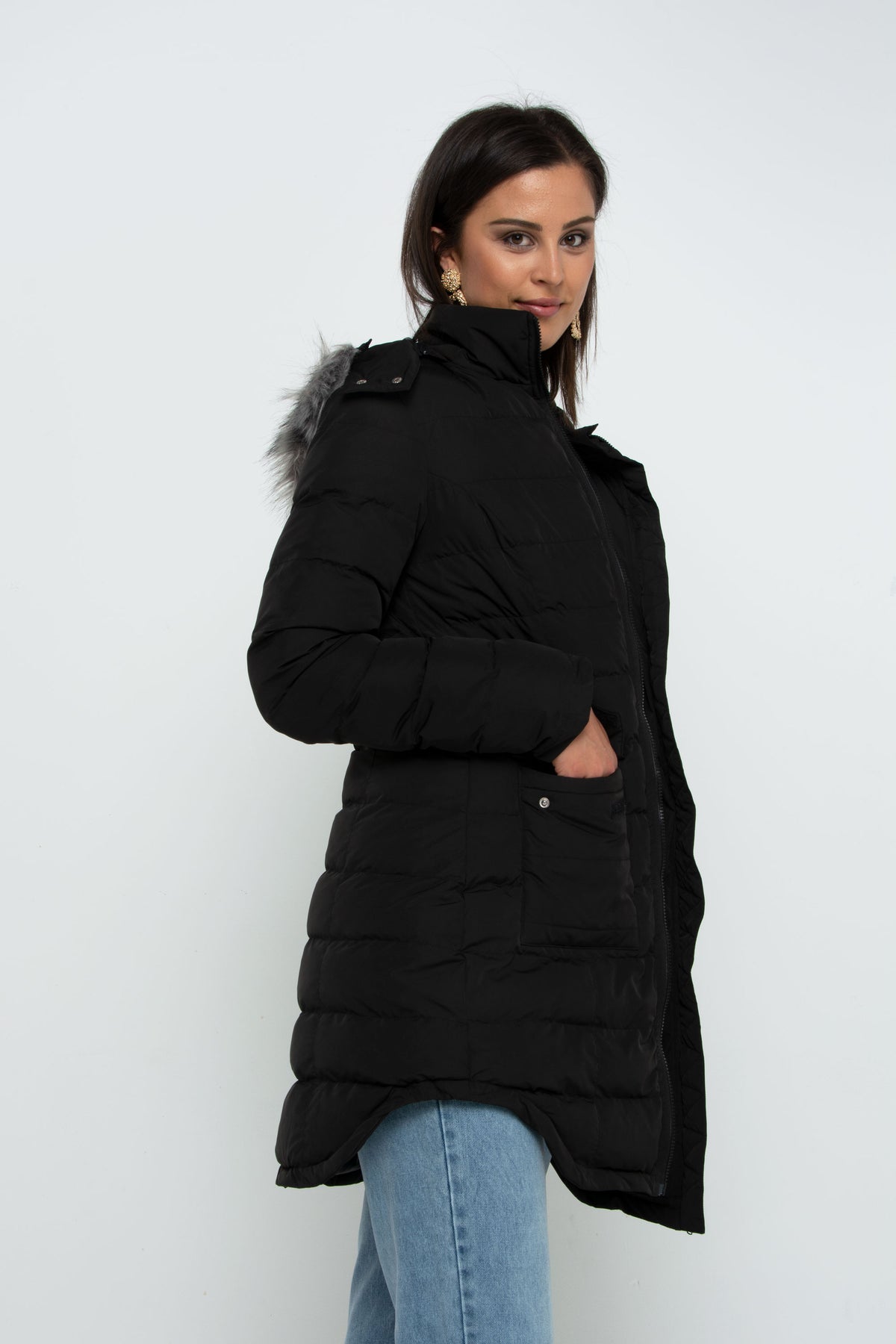 Tall Womens Quilted Black Bomber Jacket | Height-Of-Fashion - HEIGHT-OF ...