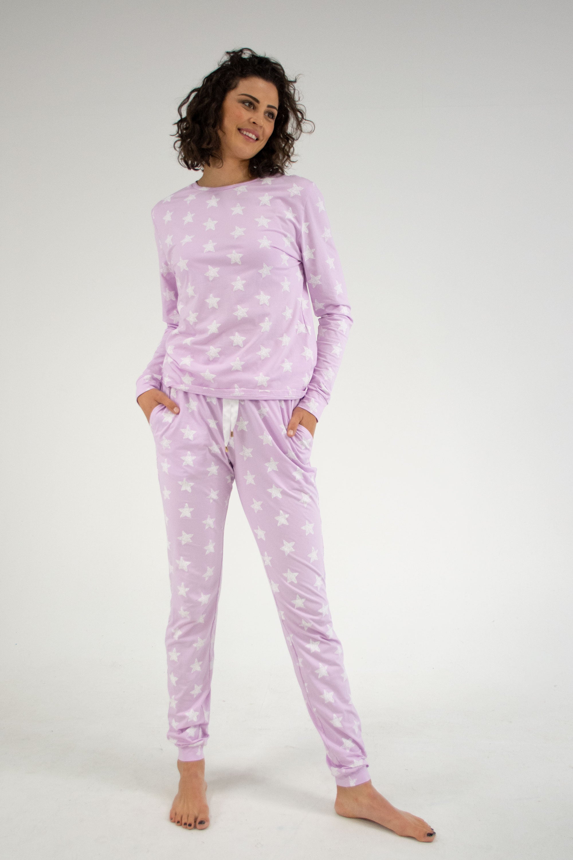 Lilac Star PJ Set - Long Sleeve & Pants - HEIGHT-OF-FASHION
