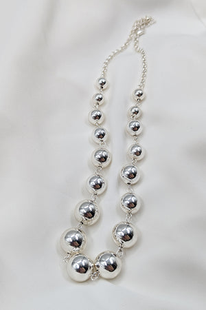 Silver Spherical Graduated Ball Necklace