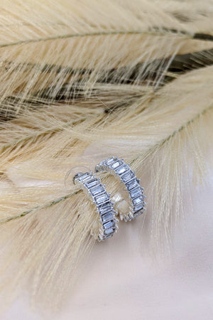 Silver Hoop Crystal Earrings