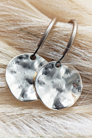 Textured round disk earrings